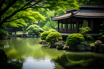 Fototapeta na wymiar japanese garden and pond