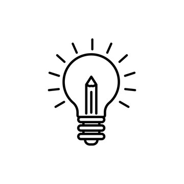 Creative idea light bulb and pen symbols vector illustration isolated on white background.