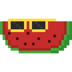 Pixel art watermelon with sunglasses