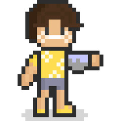 Pixel art asian boy songkran character 2