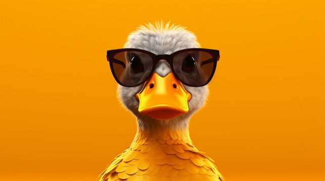 Generative AI illustration of stylish funny duck with.Generative AI