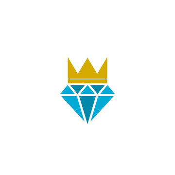 Diamond with crown logo icon isolated on transparent background