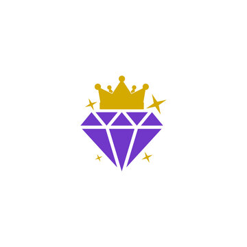 Diamond with crown logo icon isolated on transparent background