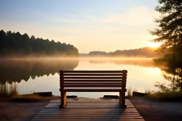 Foto op Canvas bench in the morning © alphazero