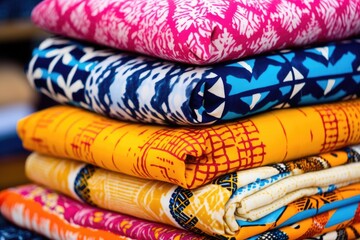 bright textile cushions with abstract patterns