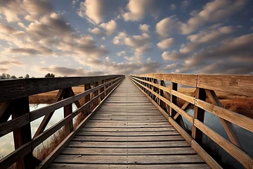 Photo sur Aluminium brossé Descente vers la plage Landscape Photo of Wooden Bridge