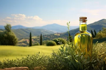 Zelfklevend Fotobehang olive oil and olives © Nate