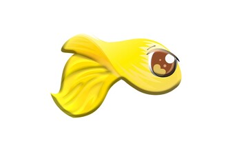 Yellow fish on a white background.