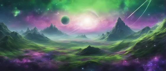 Foto op Canvas the cosmos, galaxy, green and purple © Crimz0n