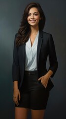 Young beautiful businesswoman in business suit