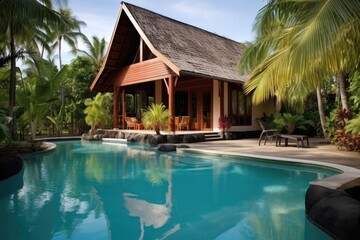 tropical vacation home with a private pool