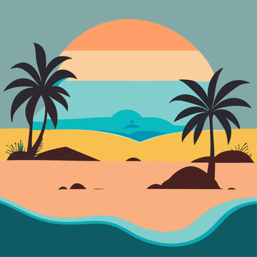 tropical scene under sun shine with minimalistic view