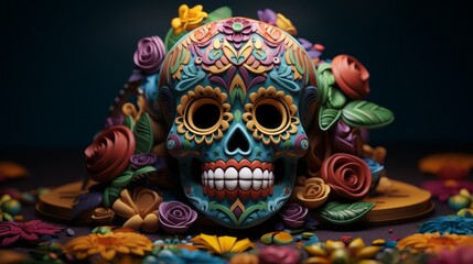 Day of the Dead. Decorated skulls. Celebration of life and death. Souls return to Earth