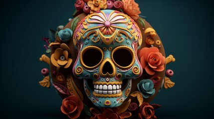 Day of the Dead. Decorated skulls. Celebration of life and death. Souls return to Earth