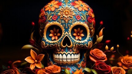 Day of the Dead. Decorated skulls. Celebration of life and death. Souls return to Earth