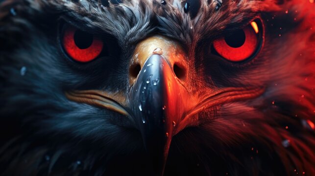 Close up of eagle eyes.