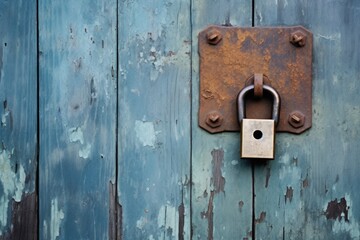 a rusted lock on an old wooden door