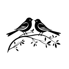 Birds Twig Black White Line art Simple Logo Illustration Object Art Abstract