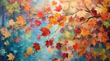 Nature's confetti descends gracefully, transforming the world into a painter's palette. Falling leaves natural background
