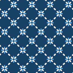 Japanese Cute Flower Net Vector Seamless Pattern