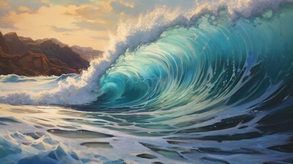 ocean sand waves acrylic art.Generative AI