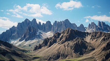 Rugged mountain terrain, jagged peaks, close-up grandeur, epic landscapes, rocky vistas, nature's majesty