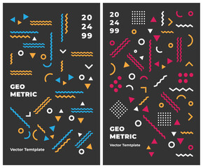 Geometric banner. Set of vector illustrations. Clean style backgrounds