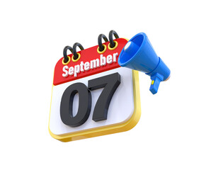 07 September Calendar 3d