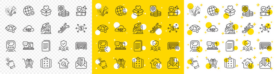 Outline Dollar exchange, Cleaning and Donation line icons pack for web with Friends chat, Shopping cart, Rule line icon. Cursor, Petrol station, Copy files pictogram icon. World weather. Vector
