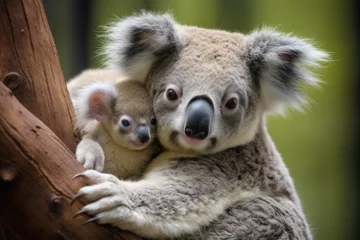 Keuken spatwand met foto a koala mother with joey clinging to her back © Alfazet Chronicles