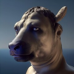Make this picture stick on the head of the Oscar statuette morphed with an old cow lover  - obrazy, fototapety, plakaty