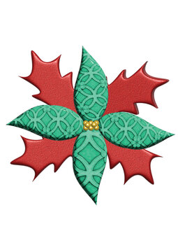 3D Red and Green Christmas Flower