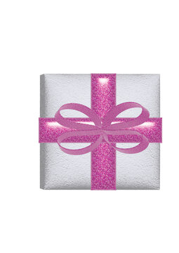 3D White and Pink Christmas Gift