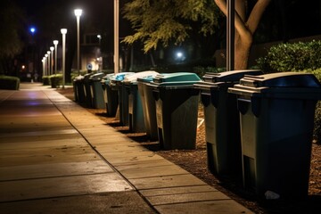 an image of sealed garbage bins preventing pest nighttime activity