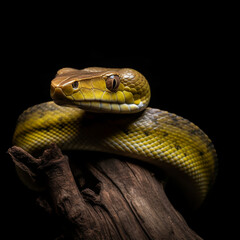 Fototapeta premium close-up studio portrait of tree snake, generative ai