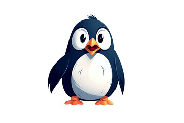 penguin on a white isolated background. Cartoon character bird. Generative AI illustration