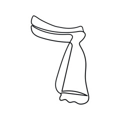 Knitted scarf one line, vector icon on white background.