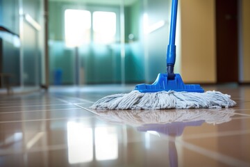close-up shot of a mop on a clean shiny floor