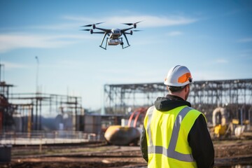 a drone inspecting regulatory compliance on an industrial site