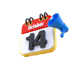 14 October Calendar 3d
