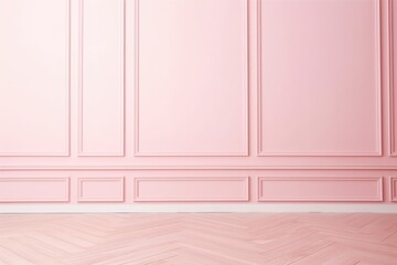 empty room , pink wall with wooden floor