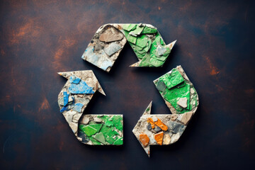 recycle symbol made of paper
