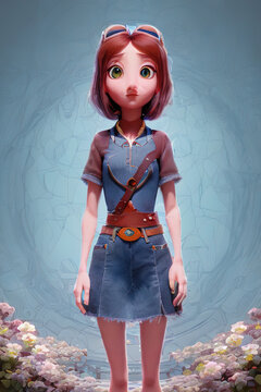 strange girl anime character portrait.Ai