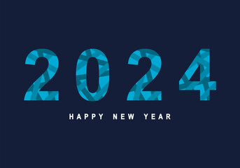 Blue 2024 happy new year greeting card celebration on dark blue background vector design