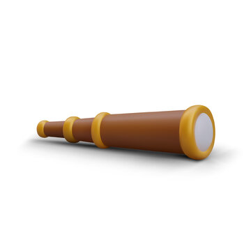 3D spyglass. Optical device for surveillance, espionage. Equipment for sailors, military. Color vector illustration. Observation of enemy at long distance