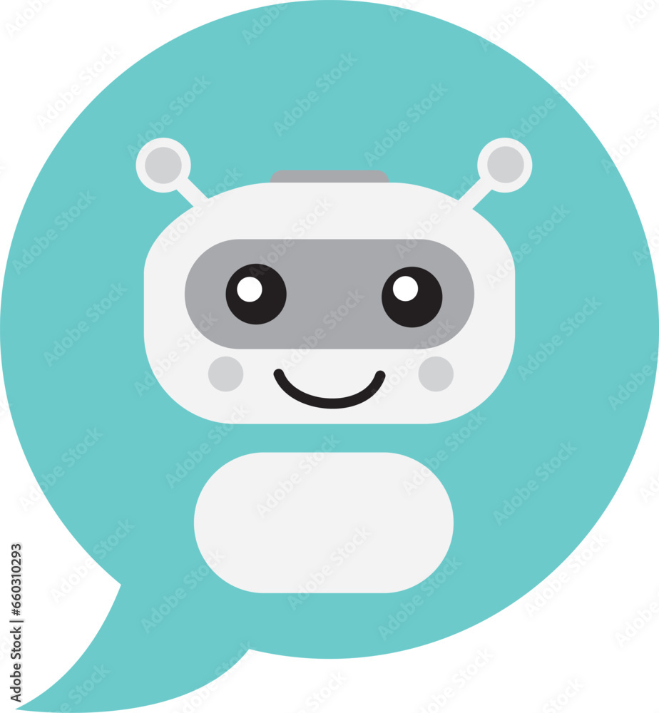 Poster robot icon. chat bot sign for support service concept. chatbot character flat style.