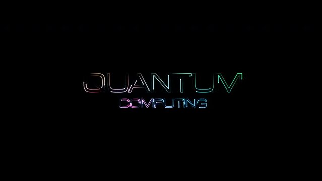 Abstract Quantum Computing colorful neon laser glitch text effect animation cinematic title on black background  