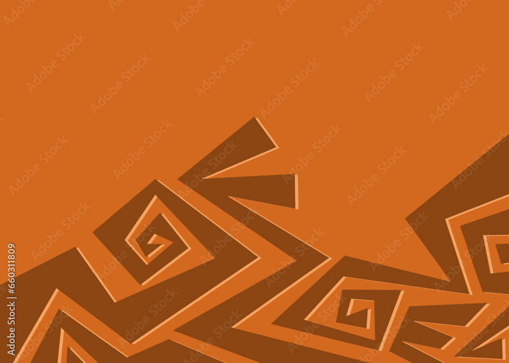 Poster minimalist background with simple geometric aztec pattern and with some copy space area