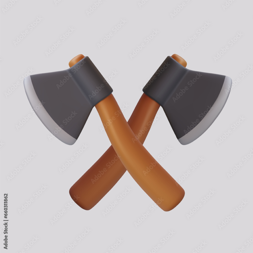 Aufkleber realistic crossed axes. competition between loggers. vector illustration. sharpened tool for felling