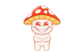 Cute Mushroom Character Design Illustration
